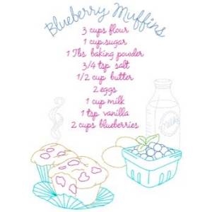Picture of Blueberry Muffins Recipe Machine Embroidery Design