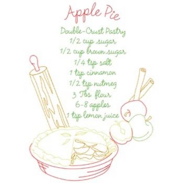 Picture of Apple Pie Recipe Machine Embroidery Design
