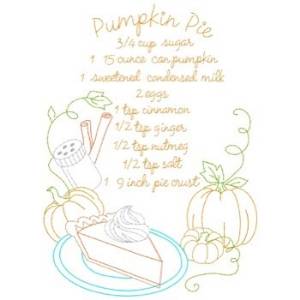 Picture of Pumpkin Pie Recipe Machine Embroidery Design