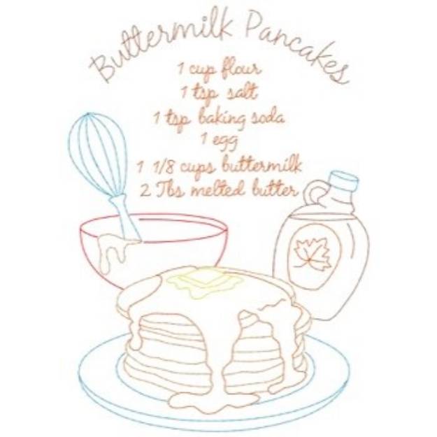 Picture of Buttermilk Pancakes Recipe Machine Embroidery Design