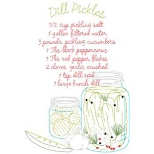 Picture of Dill Pickles Recipe Machine Embroidery Design