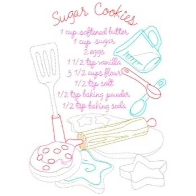 Picture of Sugar Cookies Recipe Machine Embroidery Design