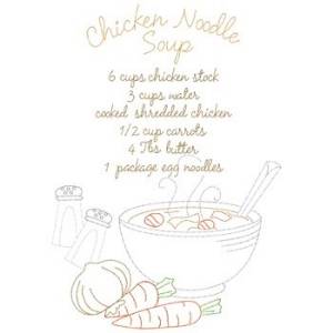 Picture of Chicken Soup Recipe Machine Embroidery Design
