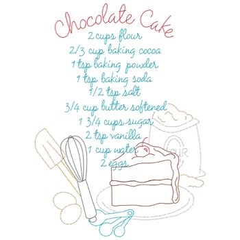 Chocolate Cake Recipe Machine Embroidery Design