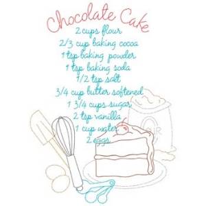 Picture of Chocolate Cake Recipe Machine Embroidery Design