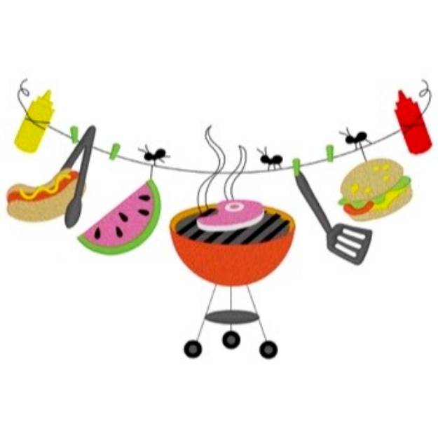 Picture of Summer BBQ Clothesline Machine Embroidery Design