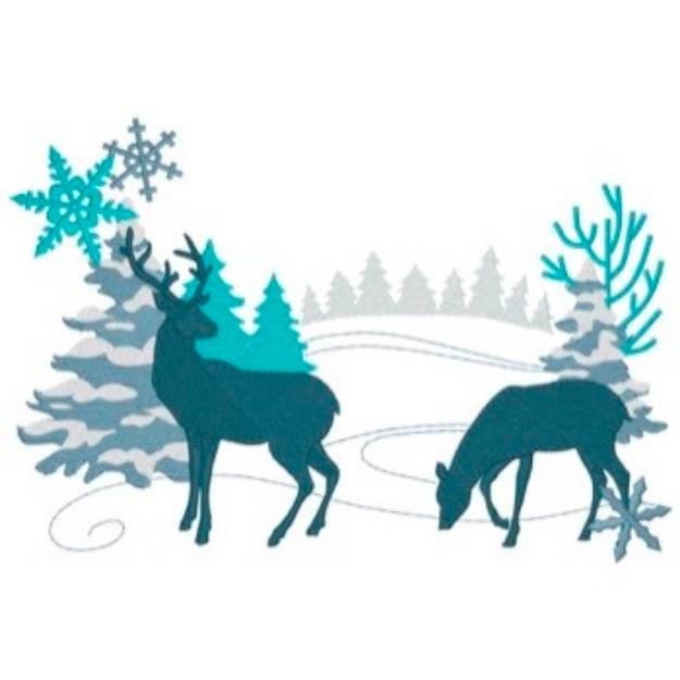 Picture of Winter Deer Scene Machine Embroidery Design