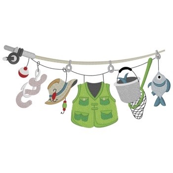 Fishing Clothesline Machine Embroidery Design