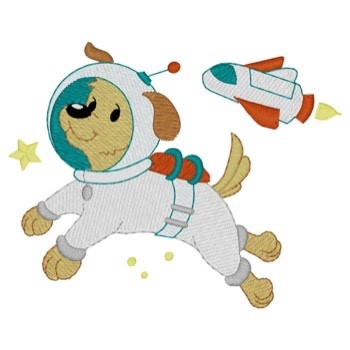 Astronaut Dog Machine Embroidery Design