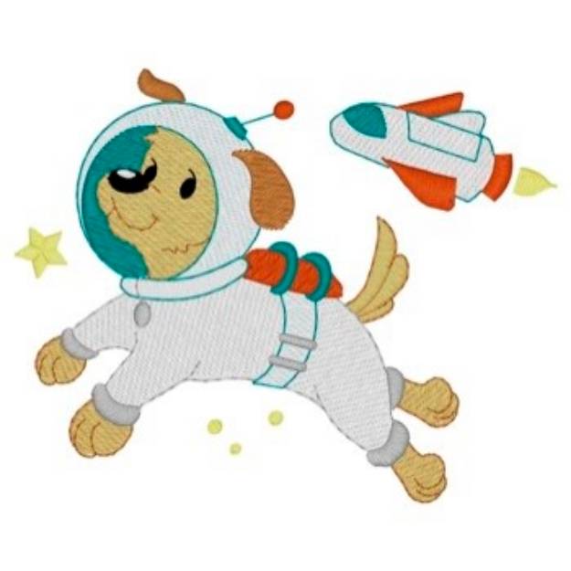Picture of Astronaut Dog Machine Embroidery Design