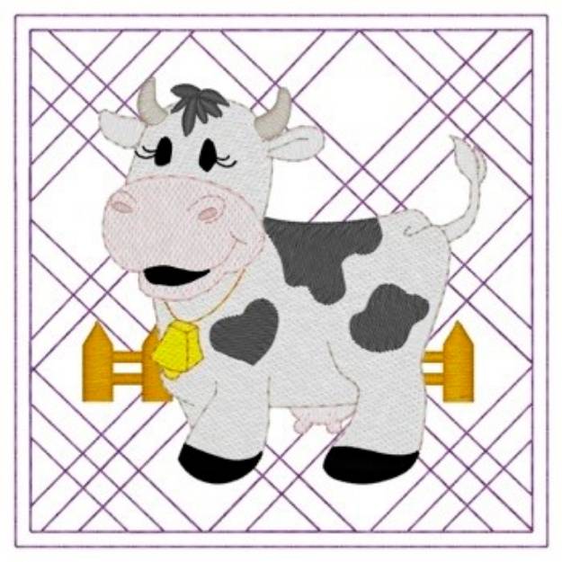 Picture of Cow Quilt Squares Machine Embroidery Design