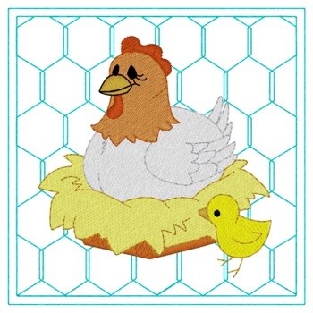 Chicken Quilt Square Machine Embroidery Design