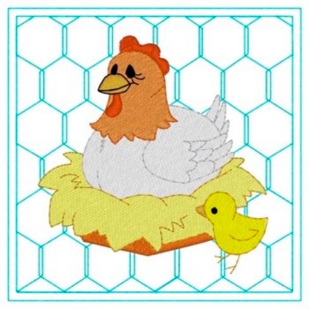 Picture of Chicken Quilt Square Machine Embroidery Design