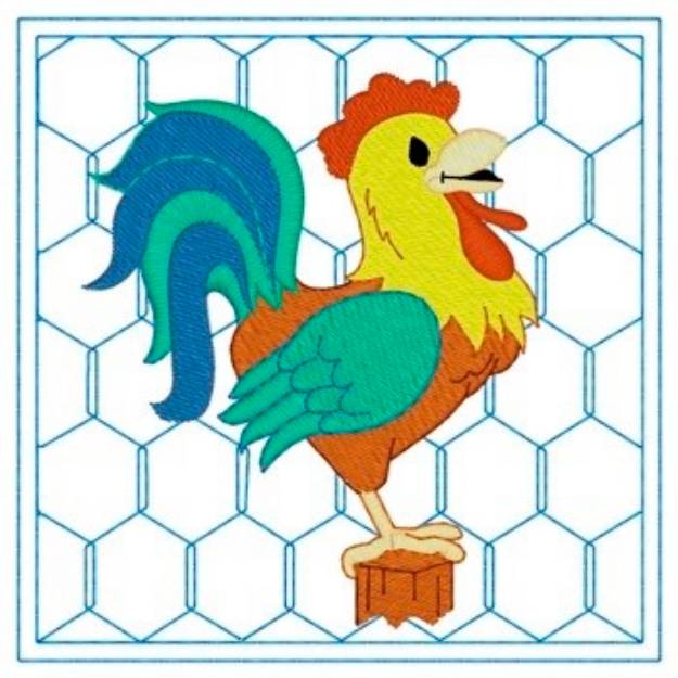 Picture of Rooster Quilt Square Machine Embroidery Design