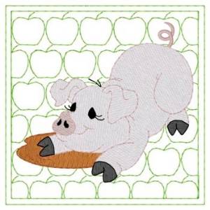 Picture of Pig Quilt Square Machine Embroidery Design