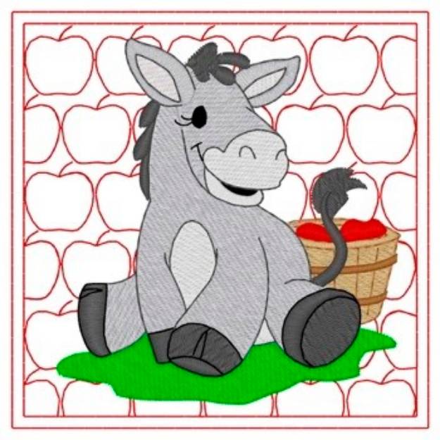 Picture of Donkey Quilt Square Machine Embroidery Design