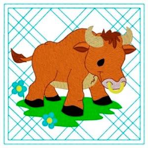 Picture of Bull Quilt Square Machine Embroidery Design