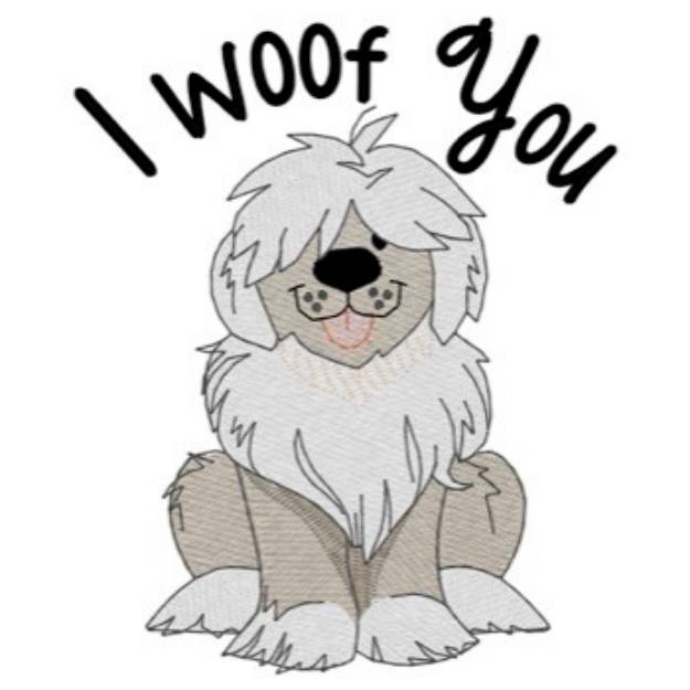 Picture of I Woof You Sheepdog Machine Embroidery Design