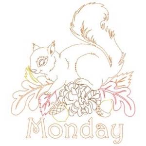Picture of Redwork Monday Squirrel Machine Embroidery Design