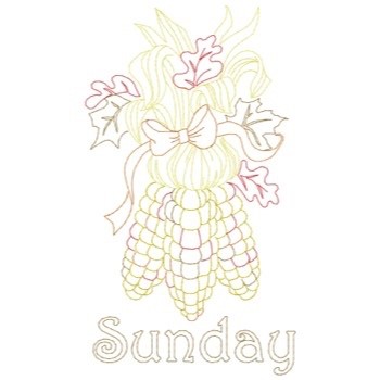 Redwork Sunday Indian Corn Machine Embroidery Design