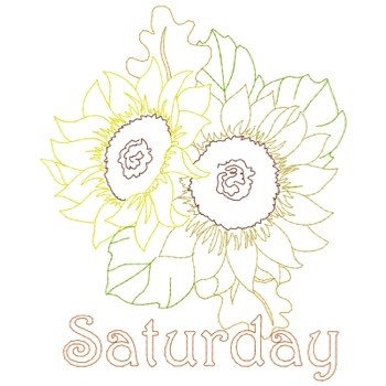 Redwork Saturday Sunflowers Machine Embroidery Design