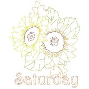 Picture of Redwork Saturday Sunflowers Machine Embroidery Design