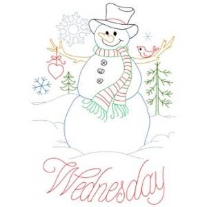Picture of Redwork Snowman Wednesday Machine Embroidery Design