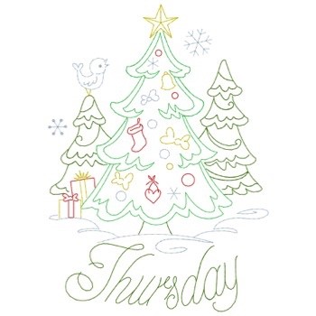 Redwork Christmas Tree Thursday Machine Embroidery Design