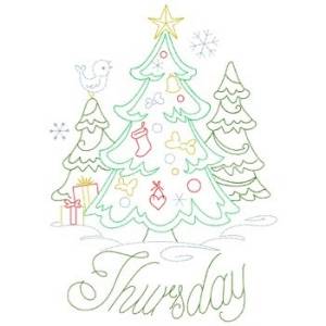 Picture of Redwork Christmas Tree Thursday Machine Embroidery Design