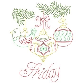 Redwork Friday Christmas Ornaments Machine Embroidery Design