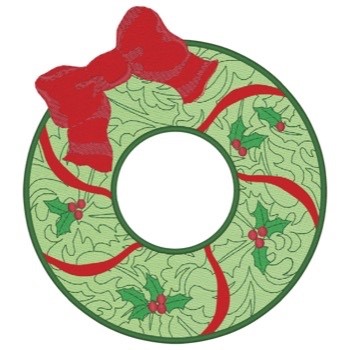 Mylar Christmas Wreath Machine Embroidery Design