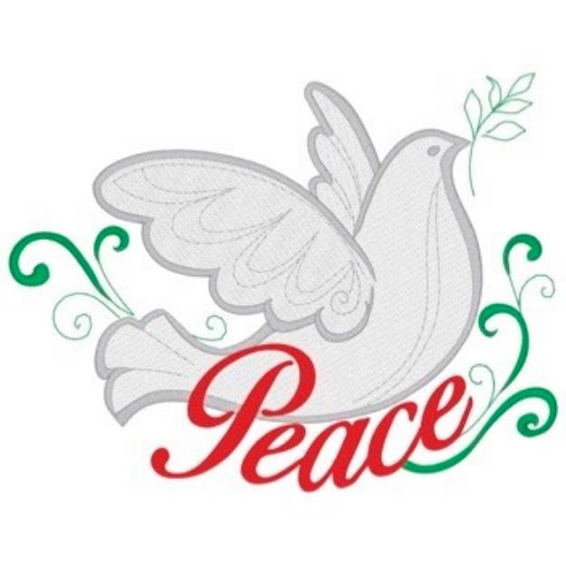 Picture of Mylar Peace Dove Machine Embroidery Design