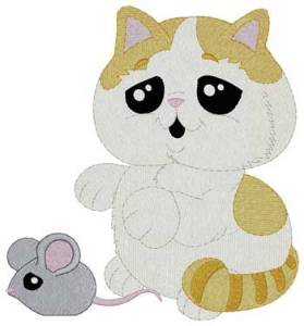 Picture of Kitty & Mouse Machine Embroidery Design