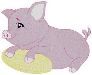 Picture of Pig & Corn Machine Embroidery Design