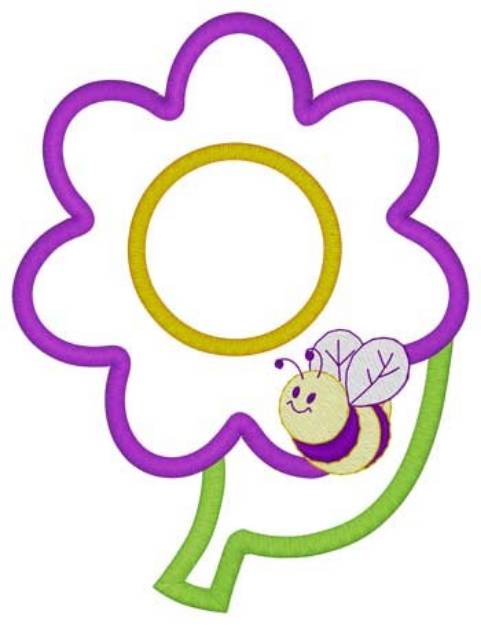 Picture of Flower & Bee Applique Machine Embroidery Design