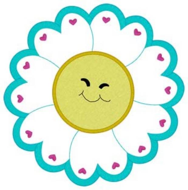 Picture of Smiley Flower Applique Machine Embroidery Design