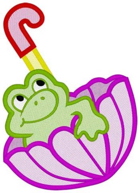 Picture of Frog In Umbrella Mylar Machine Embroidery Design