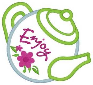 Picture of Enjoy Teapot Applique Machine Embroidery Design