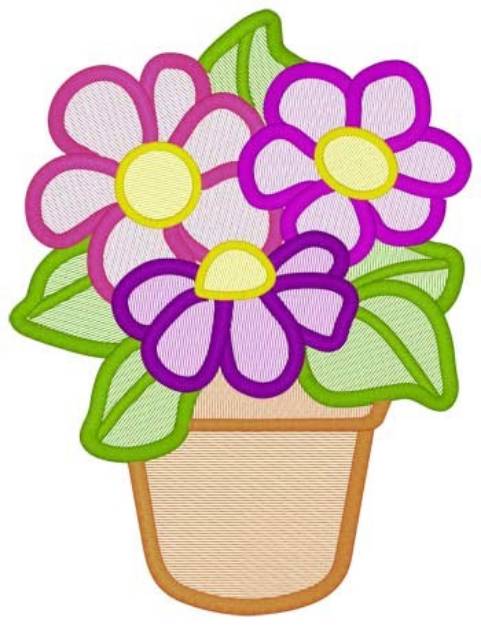 Picture of Flowers In Pot Mylar Machine Embroidery Design