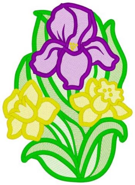 Picture of Daffodils & Iris Mylar Machine Embroidery Design
