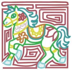 Picture of Horse Quilt Square Machine Embroidery Design