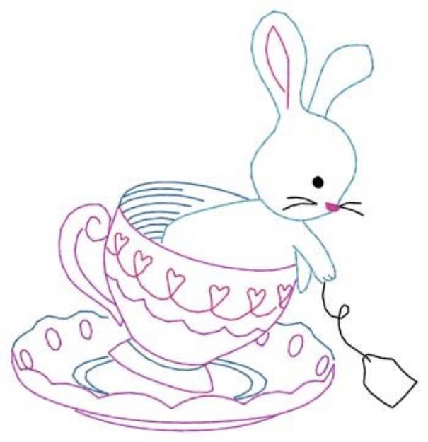 Picture of Bunny In Teacup Machine Embroidery Design