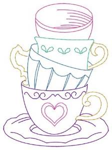 Picture of Teacup Stack Machine Embroidery Design