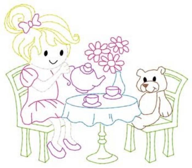 Picture of Teddy Bear Tea Party Machine Embroidery Design
