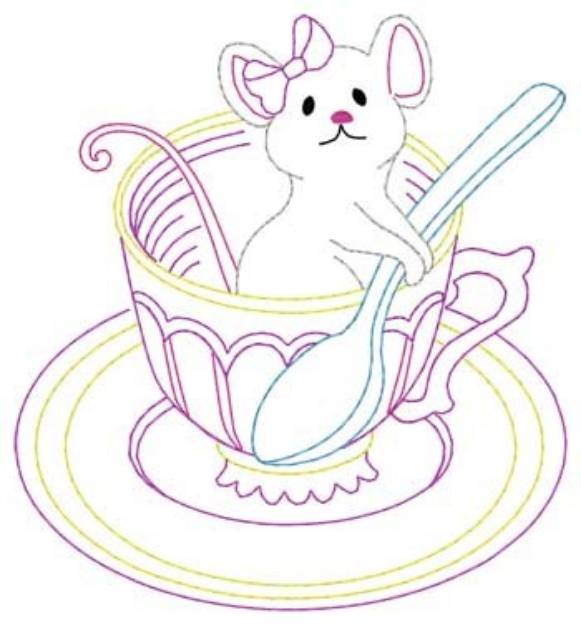 Picture of Mouse In Teacup Machine Embroidery Design