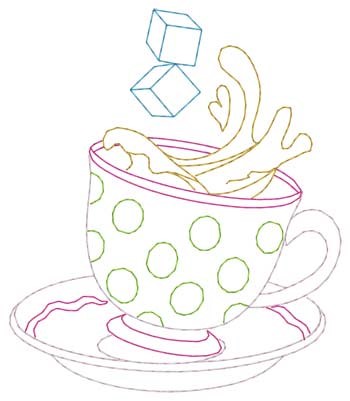 Splashing Teacup Machine Embroidery Design