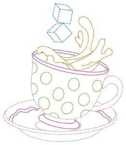 Picture of Splashing Teacup Machine Embroidery Design