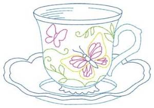 Picture of Butterfly Teacup Machine Embroidery Design