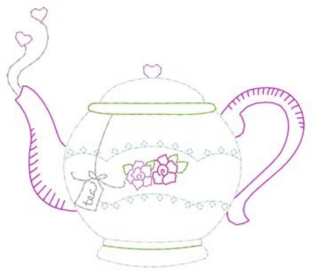 Picture of Floral Teapot Machine Embroidery Design