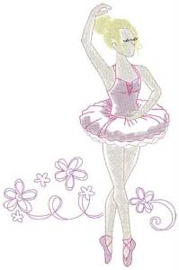 Picture of Ballerina & Flowers Machine Embroidery Design